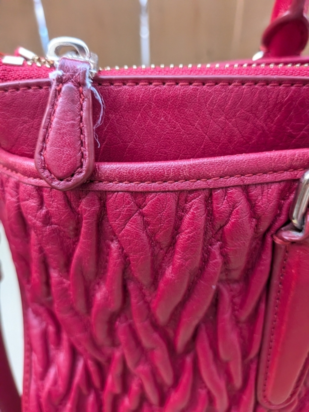 Red Coach Twisted Gathered Leather Morgan Satchel (Style Number: F37083). - Picture 4 of 16